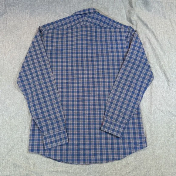 Penguin Munsingwear Shirt Mens 16 34/35 Large Blue Red Plaid Heritage Slim Fit - Picture 10 of 10